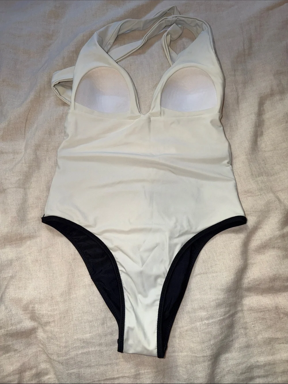 Summersalt black/white one piece plunge neckline